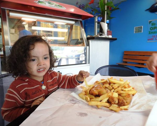 Fish and chips at The Sands in Nelson, New Zealand