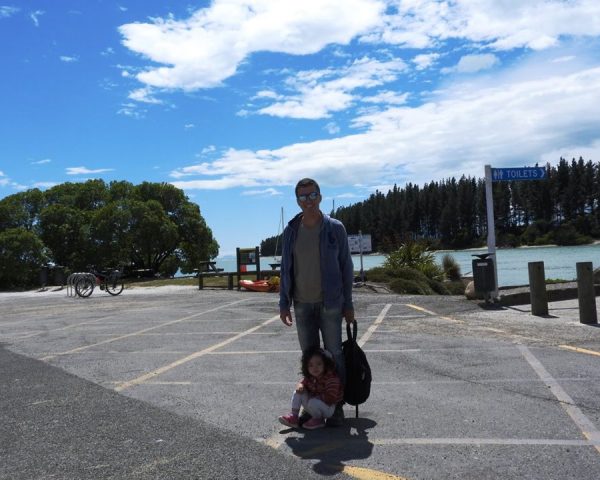 Lara and Dad at Mapua Wharf