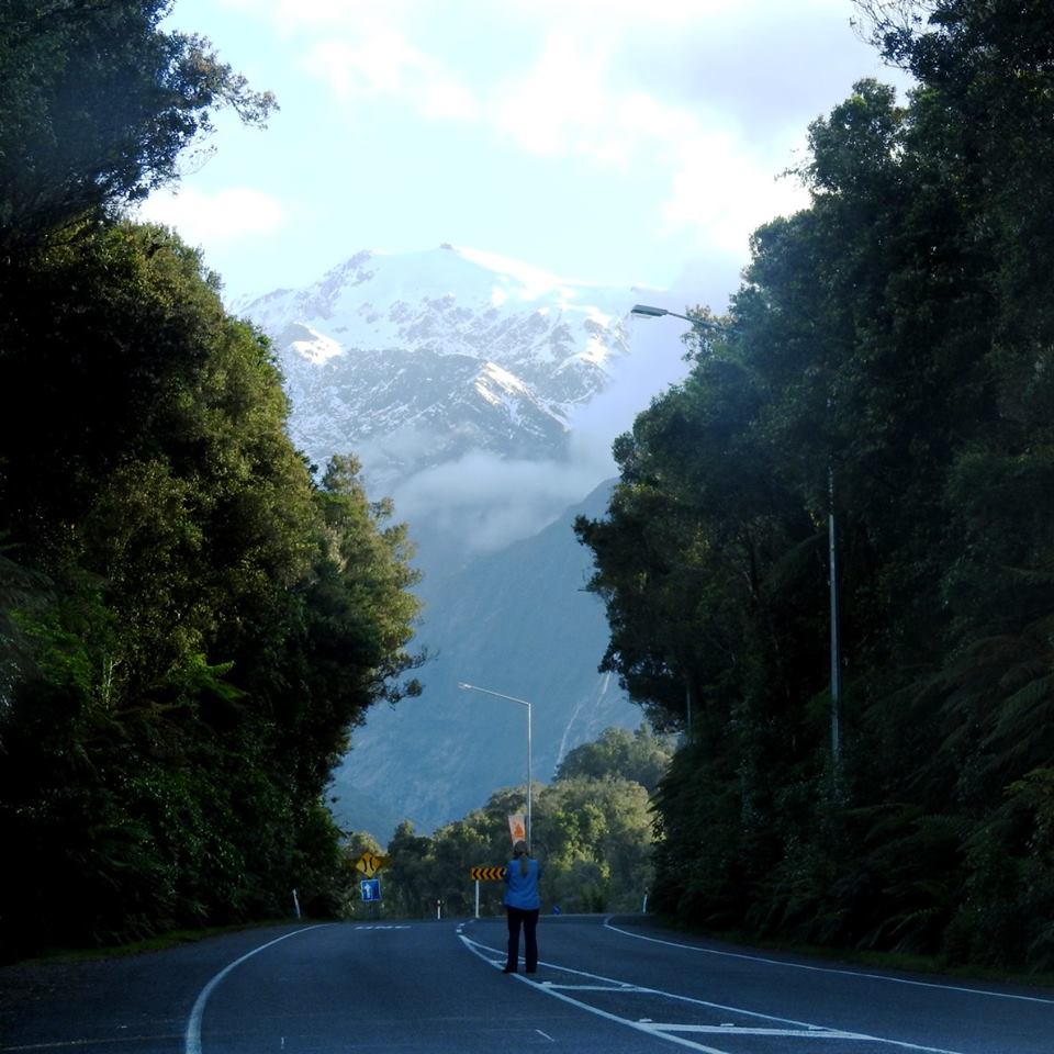 The road in front of the Franz Josef Glacier