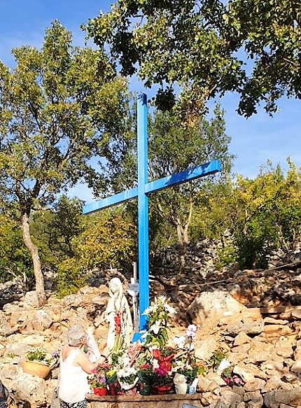Bliue Cross at the Apparition Hill in Medjugorje