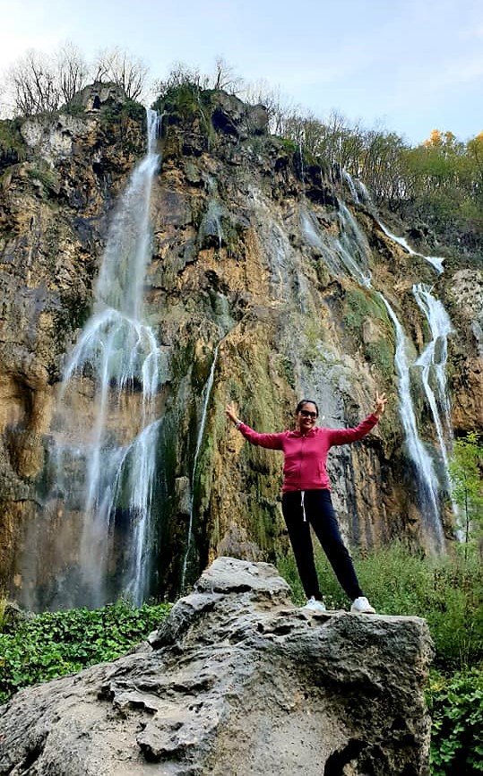 Mom at Veliki Prštavac Waterfall